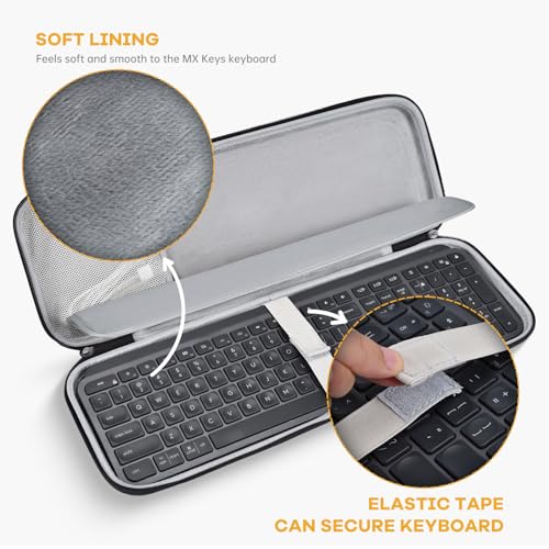 Hard Keyboard Carrying Case for Logitech MX Keys S/MX Keys Advanced Wireless Keyboard Case Cover Protector, Logitech Keyboards Shockproof Protective Travel Bag, Black - size: Logitech MX Keys S/MX Keys