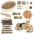 Foxtell 19Pcs Bunny Chew Toys, Rabbit Chew Sticks, Guinea Pig Toy, Natural Bunny Toys Chew and Treat for Guinea Pigs, Chinchillas, Hamsters and Other Small Pets