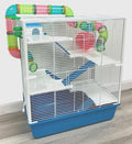 Extra Large 23" Multi-Floors Hamster Mansion Mouse Habitat Gerbil Home Rat House Small Animal Critter Expandable and Customizable Cage with Hide House Running Wheels Food Dish Water Bottle Deep Base - color: Blue, size: 23"L x 14"W x 27"H