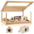 24 inch Acrylic Hamster Cage with 2 Small Hamster House - Long-Lasting, Easy Clean Guinea Pig Cages, Clear View Design for Active Small Pets