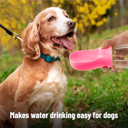 Mr. Pen- Portable Dog Water Bottle, 19 oz, Large | Leak Proof Puppy Water Dispenser with Drinking Feeder for Pets, Outdoor Walking, Hiking, Travel, Not Dishwasher Safe - color: Pink
