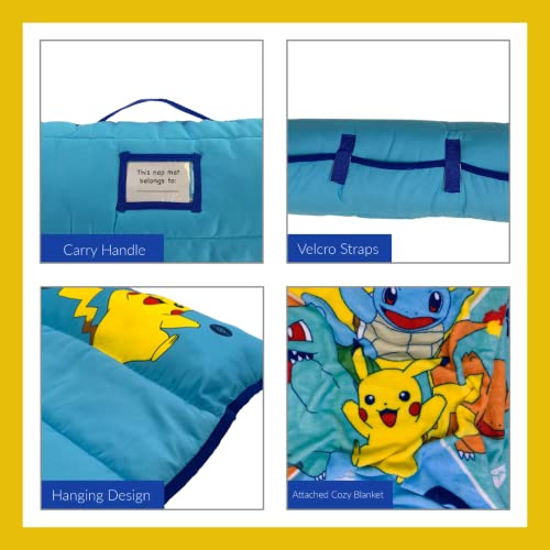 Pokémon Anime 24" X 45" Soft Toddler Nap Mat with Pillow and Blanket Perfect for Preschool, Daycare, and Travel (Official Licensed Product) by Franco - color: Pokemon