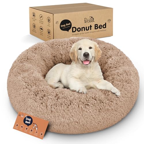 Donut Dog Bed - Premium Comfort for Anxiety Relief - Fluffy & Calming Design with Ultra-Plush Support | Cozy Round Dog Bed with Super Soft Circle Style (Camel, Small) - color: Camel, size: Small (23"L x 23"W x 8"Th)