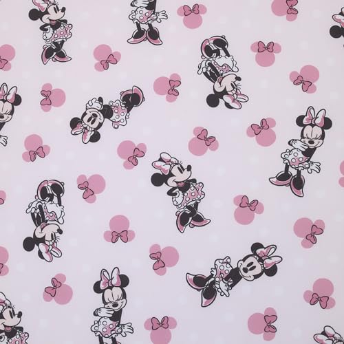Disney Minnie Mouse Pink, Black, and White Super Soft Nursery Fitted Crib Sheet - color: Minnie Mouse Pink, Black, and White, size: Crib