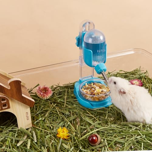 Hamster Water Bottle with Stand, 3.4 oz Water Dispenser with Food Bowl for Syrian Dwarf Hamster Mouse Rat Degu - size: Freestanding