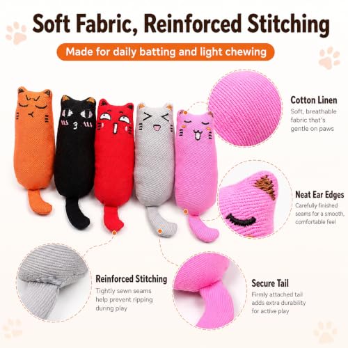 Legendog 5Pcs Bite Resistant Catnip Toy for Cats,Catnip Filled Cartoon Mice Cat Teething Chew Toy - color: Multicolor