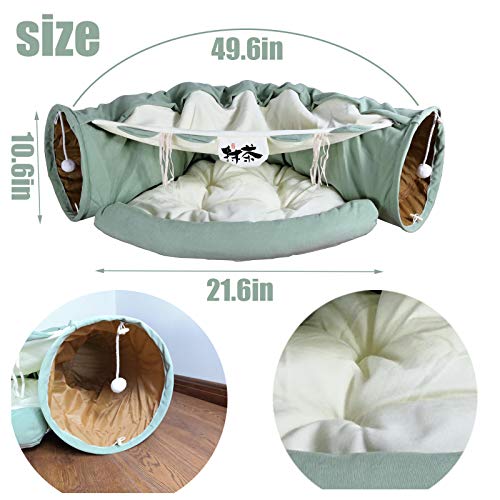 LEFTSTARER 2-in-1 Collapsible Cat Tunnel for Indoor Bed and Hideout - Pet Dog Rabbit Bunny Ferret Tunnel Tubes Toys with Removable Washable Mat, Tower Wheel Stuff - color: 2.Coffee