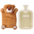 HomeTop Premium Classic Rubber Hot Water Bottle with Cute Bear Cover | Natural rubber hot water bottle,Long-lasting heat retention,Snuggly all-night warmth - color: White