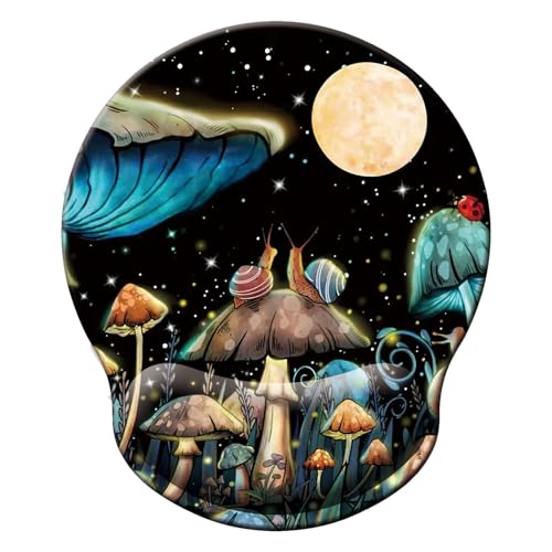 Mouse Pad with Wrist Support, Ergonomic Mouse Pad with Memory Foam Wrist Rest Cushion, Non-Slip Rubber Base Gaming Mice Pad for Home Office Computer Laptop, Mushroom - color: M41-Mushroom