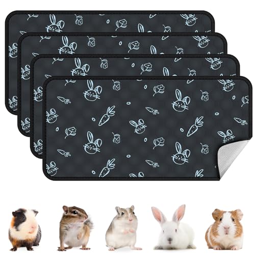 4-Pack Guinea Pig Cage Liner Washable, 24in x 47in Ultra-Absorbent Guinea Pig Bedding for Cage Non-Slip Leak-Proof Pee Pads for Dogs Rabbit Bunny Cat Litter Mat, Navy - color: Navy, size: 24" x 47", 4pcs