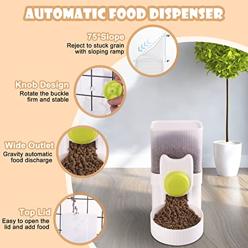 Automatic Replenish Pet Feeder, 1L Capacity Auto Gravity Cage Hanging Food Dispenser Set for Dog and Cat Small Animals, Removable Pet Food Bowl Food Container (Feeder, Green) - color: Green, size: Feeder