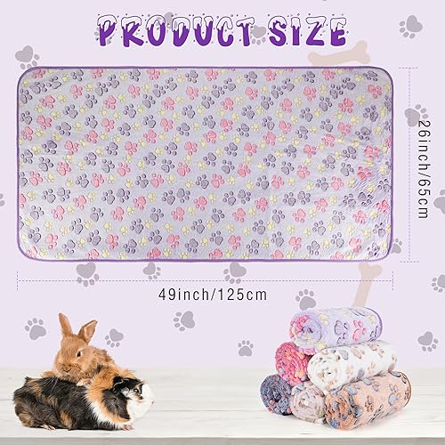 YUEPET Waterproof Guinea Pig Blankets 6 Pack, Fleece Cage Liners, L | Guinea Pig Fleece Cage Liners, Waterproof Backing, Machine Washable, Soft Fleece Surface, 48 x 24 in - color: Purple+blue+beige+white+pink+coffee, size: L-48"×24"