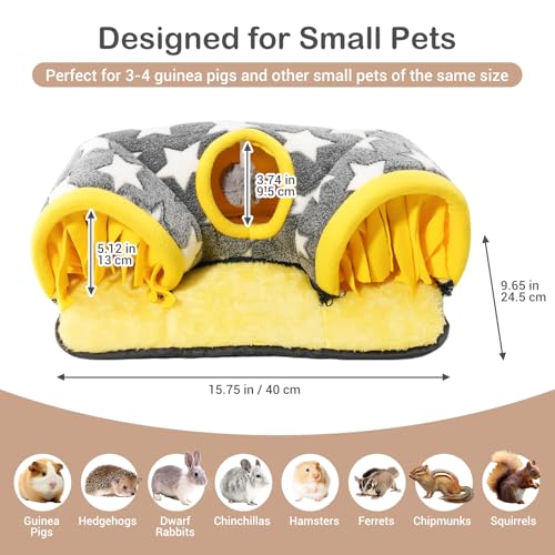 Avont Guinea Pig Tunnel, Small Animal Hideaway Tube Toy | Cozy Plush Tunnel for Guinea Pigs and Small Pets with Non-Slip Bottom and 2-In-1 Design in Medium Size Starry - color: Star, size: Medium