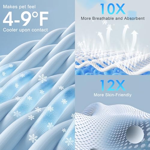 BEAUTYZOO Upgraded Dog Self Cooling Mat Ice Silk Chill Pads for Small Medium Large Dogs Q-MAX＞0.43-Summer Reusable Pet Training Pad - Absorbent Non-Slip Cool Mat for Kennels,Crates,Beds, 22" x 28"