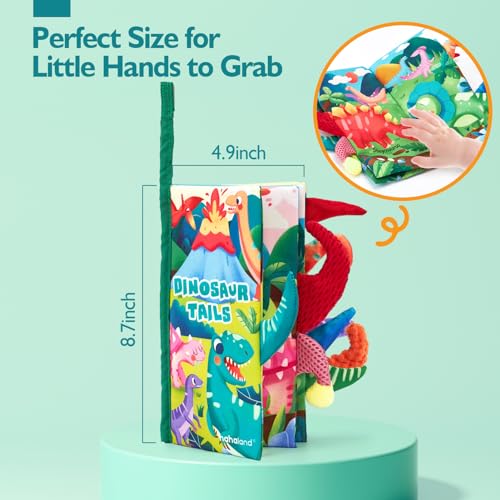 hahaland Baby Books 0-6-12 Months,Infant Tummy Time Sensory Toys | Touch Feel Book Gifts for Boy Girl 0-3 Month Learning Toy Baby Birthday Easter Basket Stuffers 1PCS - style: E - Dinosaur - 1 Book