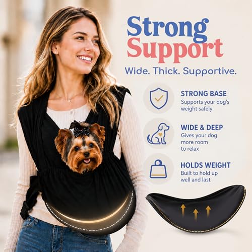 Race&Herd Yorkie Pet Carrier — Dog Sling Carrier for Small Dogs (Onyx) | Puppy Sling Carrier 5-10 lbs, Hands-Free Front Chest Pouch with Adjustable Strap for Walks & Vet Trips