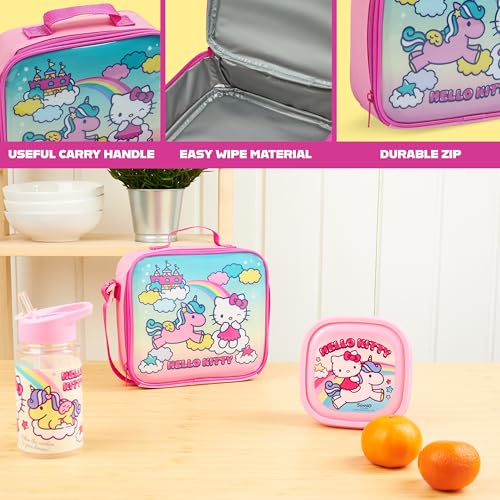 Get Trend Hello Kitty Girls Lunch Box 3Pc Set | Sanrio Kids Insulated Lunch Bag with BPA-Free Water Bottle and Snack Box, Back to School Gifts for Girls - color: Hello Kitty
