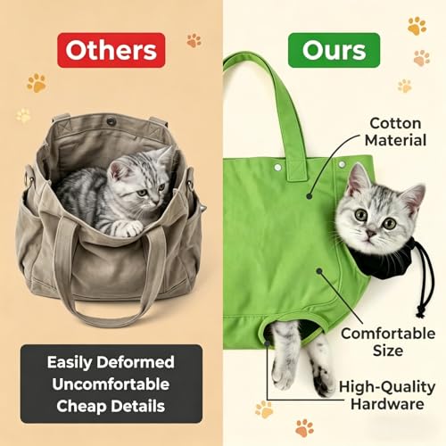 Cat Carrier Bag, Soft Pet Canvas Shoulder Carrying Pouch Hand Free Kitten Backpack with Holes for 5-11 lbs Small Dogs, Cats, and Pets Outdoor Travel, Green - color: Green