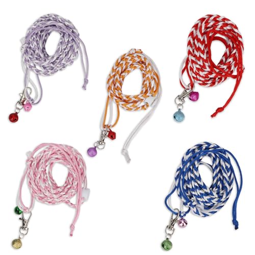Hypeety Syrian Hamster Leash Harness Set Adjustable Training Walking Lead | Adjustable 0.79-3.54'' chest, 55.12'' lengh, soft nylon leash with finder bells, for rat/gerbil, easy to put on, random color - color: Rope Random 55.12"