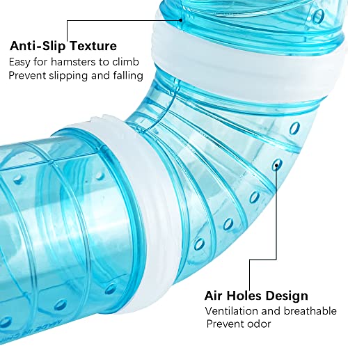 2 Hamster Tube Kits, DIY Hamster Tunnel Adventure with External Pipe, Transparent Connection Track for Rat, Mouse & Small Animal Sports, Expand Cage Space - color: Blue
