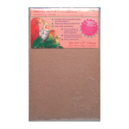 Penn-Plax Bird Life Gravel Paper - 7 Sheets, Bird Cage Liner with Crushed Seashells - Helps Maintain Beak and Claw Health, Provides Safe and Easy Cage Care, 9.5 x 15 Inches - size: 9.5" x 15"