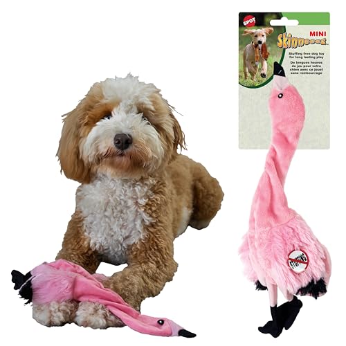 SPOT Skinneeez Flamingo 13 Inch Stuffing-Free Plush Squeaky Dog Toy – Soft Interactive Chew Toy for Small and Medium Dogs – Mess-Free Play for Light & Moderate Chewers - style: Mini Flamingo