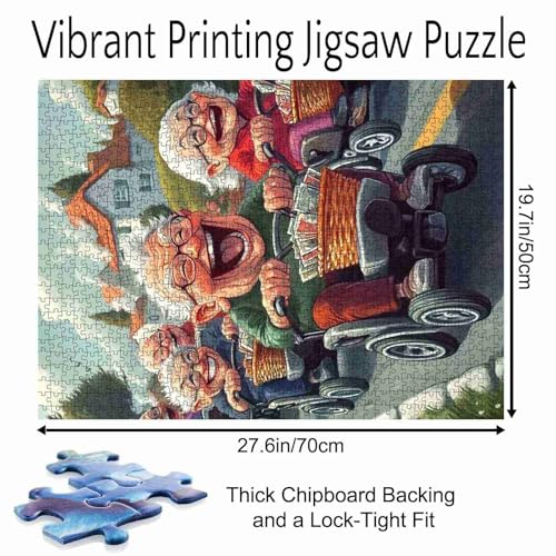Old Friends Dating Together 1000 Piece Jigsaw Puzzles for Adults Old Man Riding Bike Painting Jigsaw Puzzle Happiness Elder 1000 Pieces Puzzles Game Home Wall Decor DIY Craft Puzzle Art Gift(Colorful) - color: Artwork-13