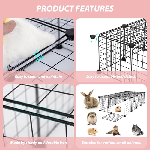 Guinea Pig Cages with Door and Top, 49.2x24.6x12.2inch Small Animal Cage, 20pcs Metal Grid Panels Small Animal Playpen, Expandable Cage for Guinea Pigs, Rabbits, Hamsters and Hedgehogs, Kitten - color: 20pcs