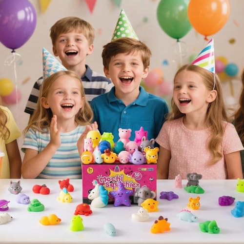 30 Pack Squishy Toys for Kids, Mini Mochi Squishies, Cute Kawaii Animal Squishy Pack, Soft Fidget Toys, Sensory Squeeze Toys, Party Favors, Goodie Bags Stuffers for Kids, Classroom Prizes
