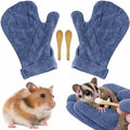 Hamster Anti Bite Gloves Sugar Glider, Calming Anti Bite Gloves and Feeding Spoons, Soft Bonding Mitt for Training Grooming Handling, Sugar Glider Cage Accessories, Dwarf Hamster Accessories (Blue) - color: Blue