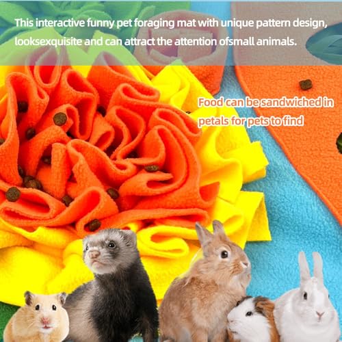 Rabbit Hay Feeder Bunny Foraging Mat Interactive Pet Foraging Toy for Bunny Guinea Pig Chinchillas Hamster Ferrets Small Animals