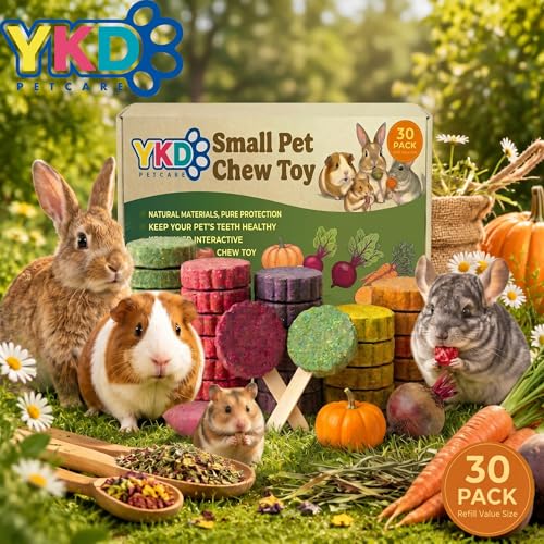 YKD Natural Timothy Hay Cookie Sticks Chew Toys for Teeth | Chew Toy Refill, Bunny Chew Treats for Rabbits, Guinea Pigs, Chinchillas (Multicolour - Mixed) - color: Multicolour - Mixed