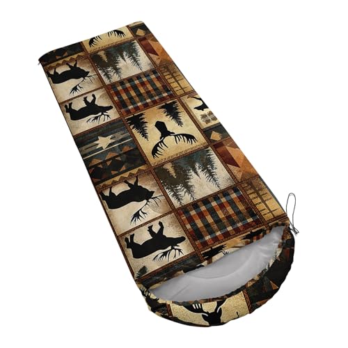 AILONEN Midnight Meow Sleeping Bag, Charcoal Cat Eyes Crescent Graphic, Portable Camp Sack Sleepover Style - color: S224