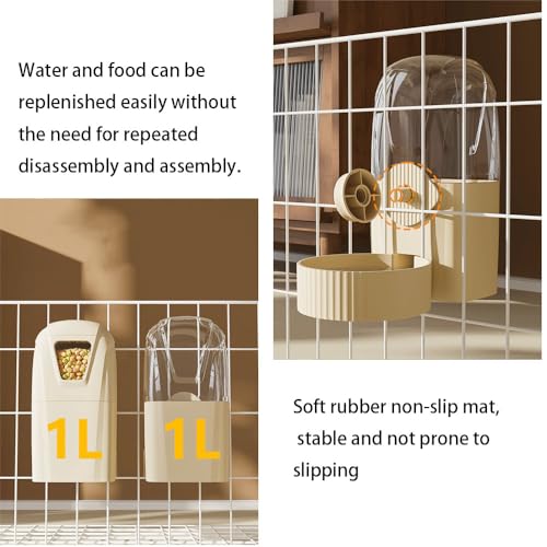 Hanging Pet Feeder Water Dispenser Set - 2-in-1 Gravity Food Water Bowl for Cats Small Dogs Rabbits, Cage Mounted No-Spill Pet Feeding Station (Yellow) - color: Yellow