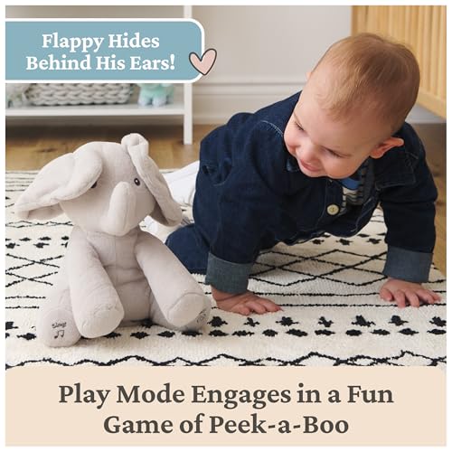 GUND Baby Animated Flappy the Elephant Plush, Singing Stuffed Animal Baby Toy for Ages 0 and Up, Gray, 12" - style: Modern