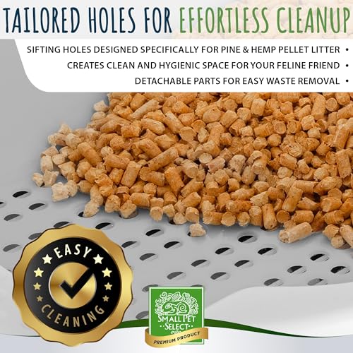 Small Pet Select Sifting Cat Litter Box, with Scoop & 5 Pee Pads | Tidy Easy-Clean Sifting System, Drawer, Litter Scoop & Removable Tray, For Cats, Rabbits & Other Small Pets - size: Sifting Litter Box (No Litter Pellets)