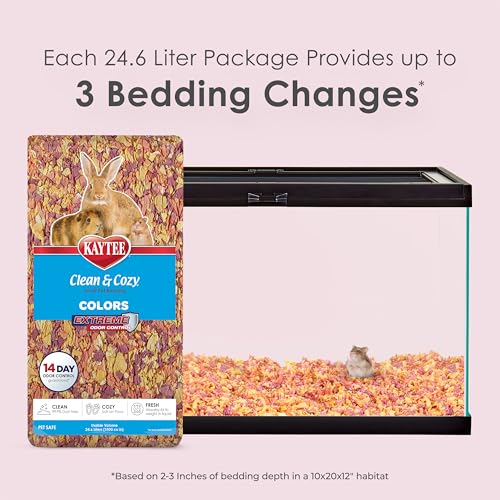 Kaytee Clean & Cozy Colors, Small Animal Bedding with Extreme Odor Control, Sunset, 24.6 Liters - color: Sunset, size: 24.6 Liter