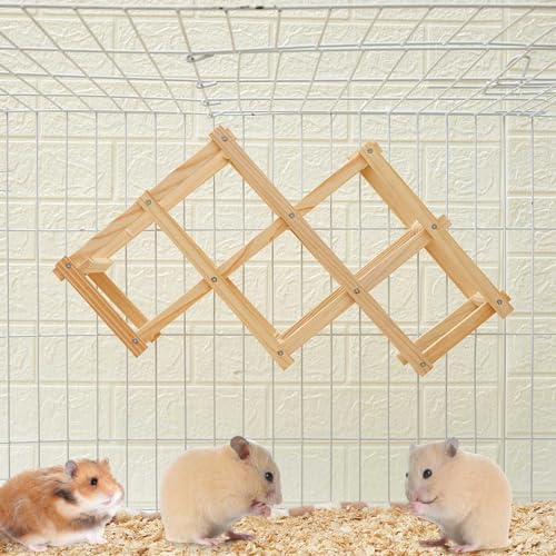 CroBlissful Wooden Rat Climbing Toys, Pet Rat Cage Accessories Climbing Ladder, Hamster Educational Toys, Hanging Hamster Supply for Exploring Chewing Exercising