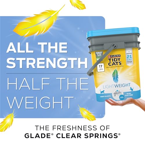 Purina Tidy Cats Low Dust, Multi Cat, Clumping Cat Litter Odor Control Formula, LightWeight Glade Clear Springs - 17 Pound (Pack of 1) - size: 17 Pound (Pack of 1), style: Glade Clear Springs
