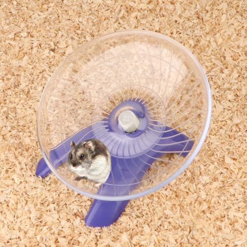 Silent Hamster Exercise Running Wheel Flying Saucer, Purple | Non-slip surface, smooth & quiet spinning, durable plastic, encourages healthy exercise, for dwarf hamsters/mice/gerbils - color: Purple