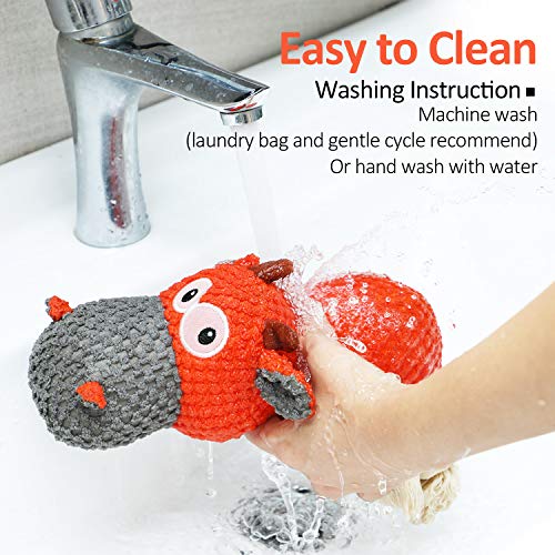 IOKHEIRA Dog Plush Toy for Large Aggressive Chewers,Indestructible Dog Squeaky Toys,Stuffed Animals Toys with Cotton Material and Crinkle Paper,Durable Chewing Toys (Carrot Orange, Cattle) - color: Carrot Orange