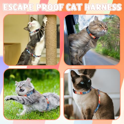 2 Pack Cat Harness and Leash Set Escape Proof Adjustable Cat Harness | Lightweight Soft and Comfortable for Small Medium Cats Walking and Travel - color: Bohemia