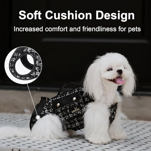 Wakytu Dog Lift Harness Dog Carrier Sling for Small Dogs & Cats,S | stylish puppy sling carrier with handle & pocket,adjustable leash,walking & travel - color: 2.0 Black, size: Small(4-8 LBS)