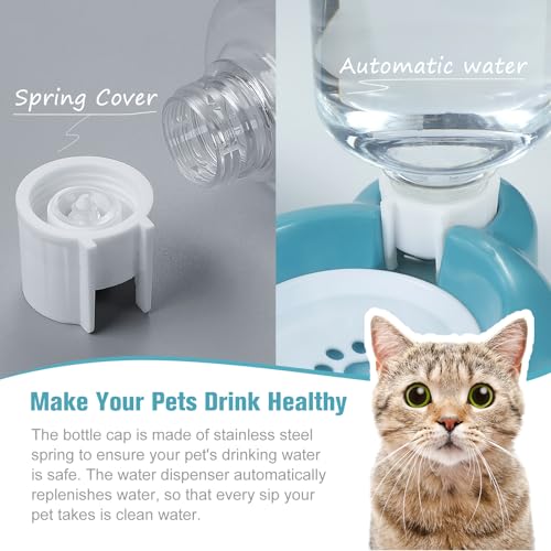 Dog Bowls, Cat Food and Water Bowl Set with Water Dispenser and Stainless Steel Bowl for Cats and Small Dogs - Blue - color: Blue