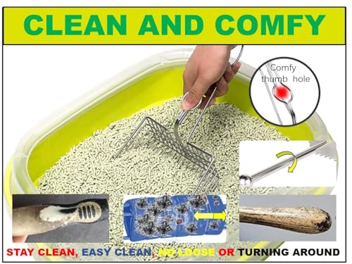 Qualiall All Metal Litter Scoop, Solid Metal Sifter, Cat Litter Scoop Metal Jumbo, Cat Urine Scoop, Litter Scooper with Holder, Litter Scooper Holder, Jumbo Cat Litter Scoop Sifter Scooper Holder