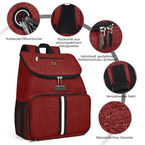 BAGLHER丨Dog Travel Bag, Airline Approved Pet Supplies Backpack, Dog Travel Backpack with 2 Silicone Collapsible Bowls and 2 Food Baskets - color: Red-A