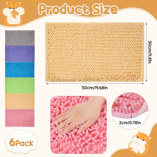 6 Pcs Guinea Pig Cage Liner, 20x12 Inch Washable Fleece Bedding Mat | Reusable Guinea Pig Bedding & Pee Pads for Small Animals, Rabbit - color: 6 colors, size: 20x12 Inch