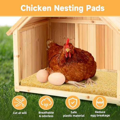 8 Pack Chicken Nesting Pads, Washable Reusable Hen Laying Mats, Brown | 12 x 12 inch Chicken Coop Accessories, Cut to Fit Nesting Boxes, Rabbit Cages - color: Brown