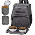 BAGLHER 丨Dog Travel Bag Backpack, Airline Approved Pet Supplies Backpack, Dog Travel Backpack with 2 Silicone Collapsible Bowls and 2 Food Baskets Grey - color: Grey