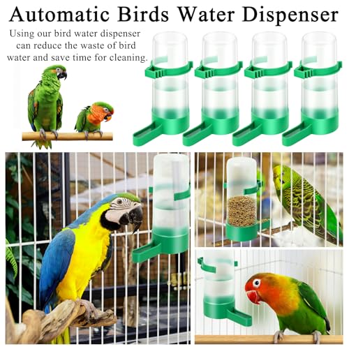 Lamoutor 4Pcs Bird Water Feeder Plastic Drinker Feeder Water Clip for Parrots Budgie Cockatiel Lovebirds